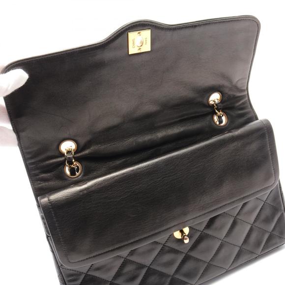 Chanel Matelasse W Flap Shoulder Bag Lambskin Black - Picture 7 of 9